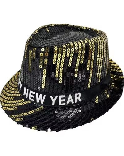 Happy New Year Sequin Fedora Hat
