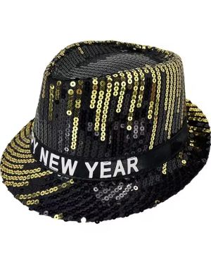 Happy New Year Sequin Fedora Hat