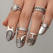 Alloy Silver Plated Finger Cuffs Punk Exaggerated Trendy Rings Unisex for Daily Party Banquet Wear