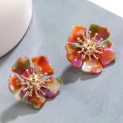 European American Vintage Acrylic Flower & Leopard Print Earrings for Women