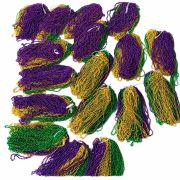 Bulk 12 Pcs Metallic Tri-Color Mardi Gras Bead Necklaces