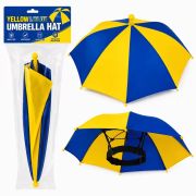 Yellow Blue Umbrella Hat for Sports Fans Hands Free Sun Rain Hat for Events Party