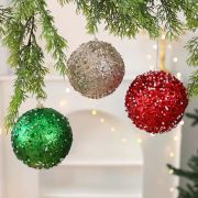 Sequined and Pearl Style Christmas Balls