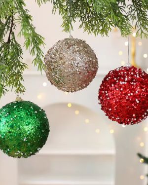 Sequined and Pearl Style Christmas Balls