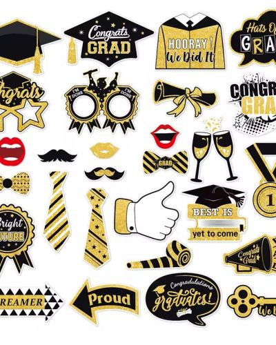 Graduation Photo Booth Props for Happy Celebration Photographed Decorations