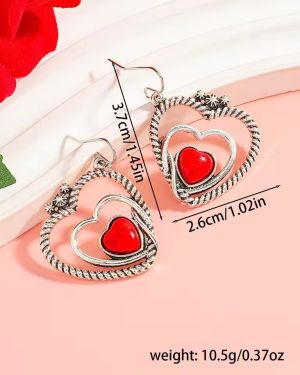 Valentine’s Day Retro Double Heart Dangle Earrings Party Gift Accessories