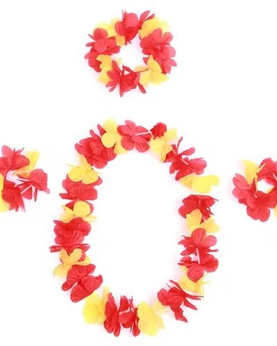 Flower Leis Hawaii Necklace and Headband Set for Soccer Fans Supporter