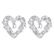 Rhinestone & Diamond Stud Earrings Love Heart Shape Hoop Earrings
