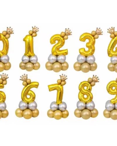32-Inch Gold Foil Balloon Set Number Design Balloon for Birthday Parties Decoration