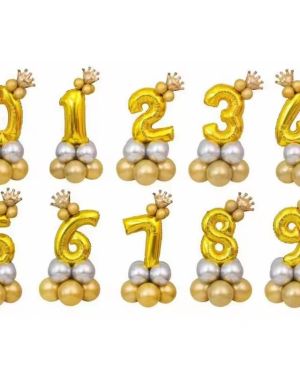 32-Inch Gold Foil Balloon Set Number Design Balloon for Birthday Parties Decoration