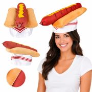Plush Hot Dog Hat Funny Food Costume Hat for BBQ Party Festival Carnival