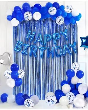 Party Decorations Happy Birthday Balloons Banner With Fringe Curtain Balloons Set
