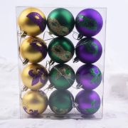 Mardi Gras Ball Ornaments Purple Green Gold Hanging Tree Decorations