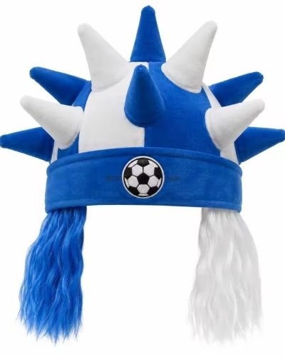 Custom Football Team Fan Velvet Viking Bull Horn Hat with Long Hair Wig