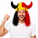 Custom Belgium Football Team Fan Viking Horn Hat Wig